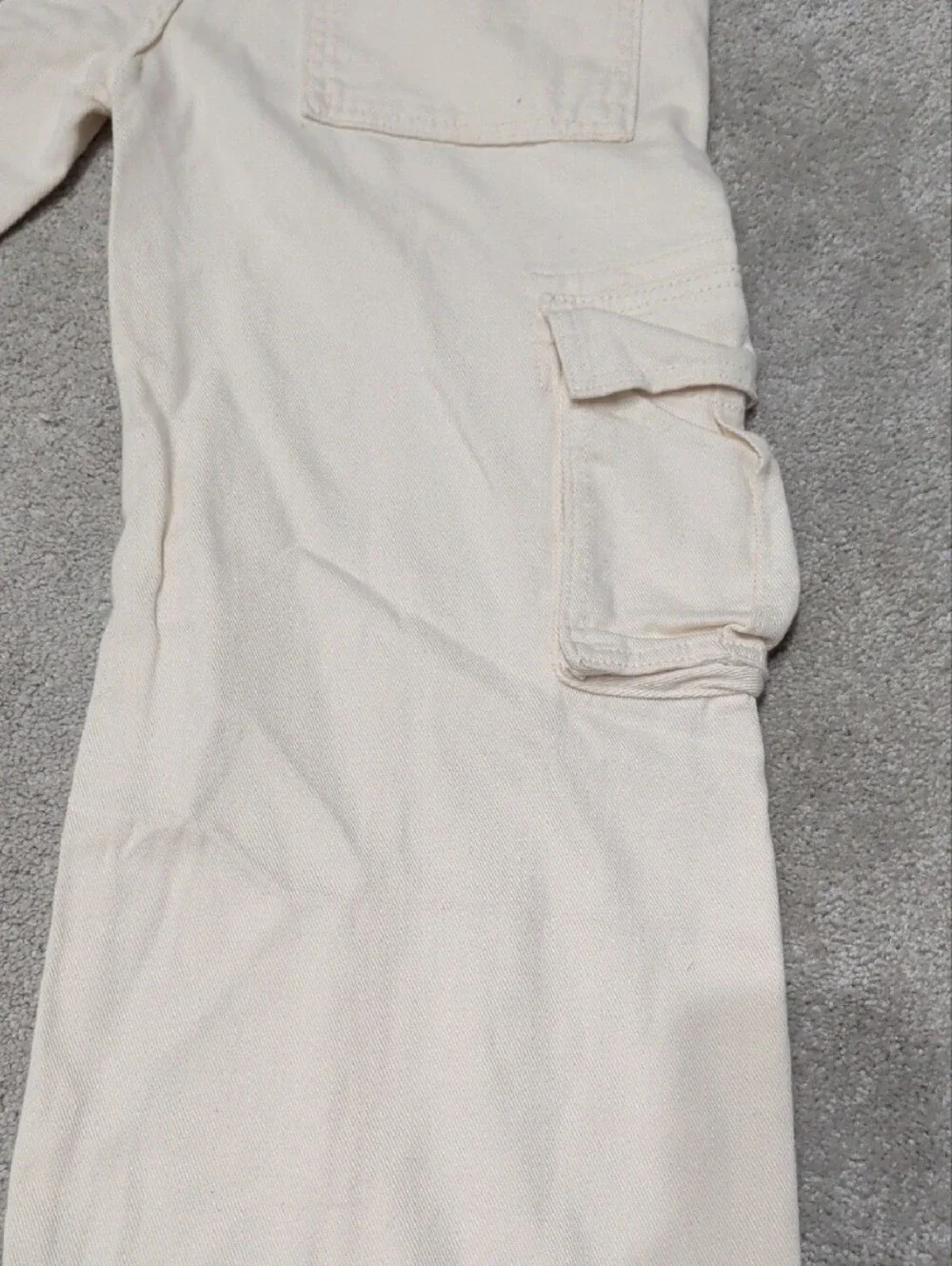 Girls Cream Cargo Pants - Relaxed Fit